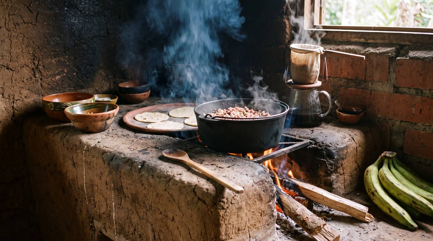 Traditional Costa Rican wood-fired kitchen